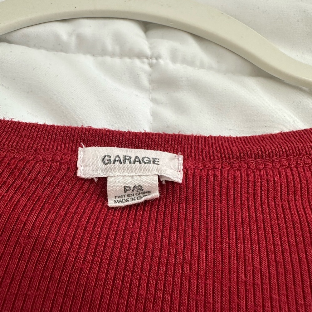 Garage Deep Red Ribbed Scoop-Neck Long Sleeve Crop Top - Picture 3 of 4